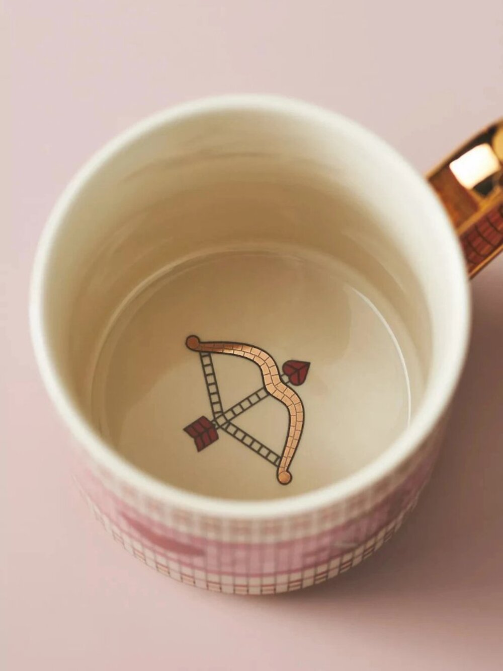 Anthropologie Bistro Tile Stoneware 24k Gold Accent Mug, Valentine Edition - Picture 3 of 4
